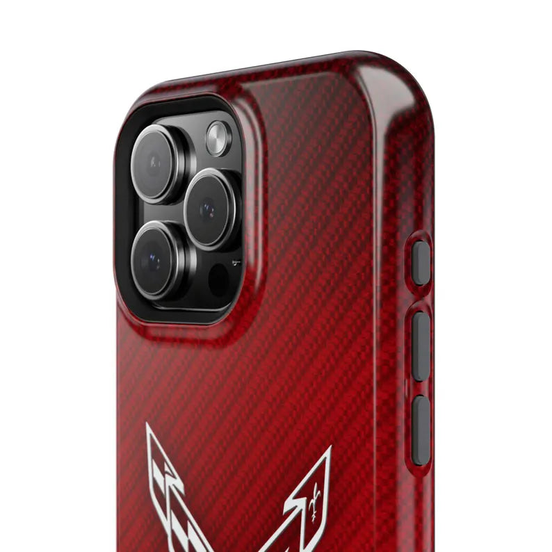 Corvette iPhone Case - Corvette Samsung Phone Case - Cell Phone Case - Impact Resistant - Rubber Liner - Matte or Glossy - C8 Logo