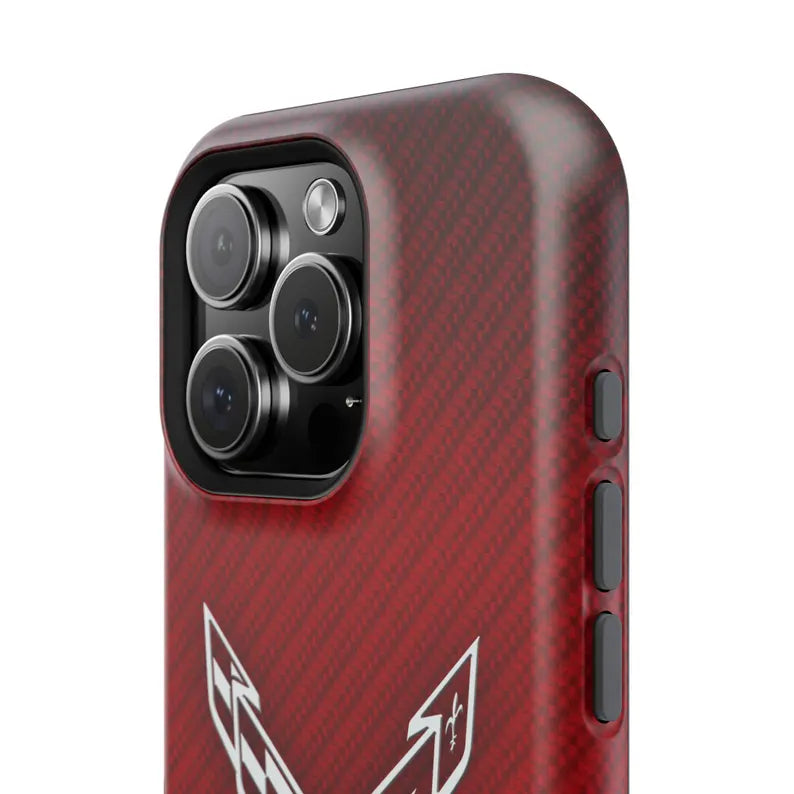 Corvette iPhone Case - Corvette Samsung Phone Case - Cell Phone Case - Impact Resistant - Rubber Liner - Matte or Glossy - C8 Logo