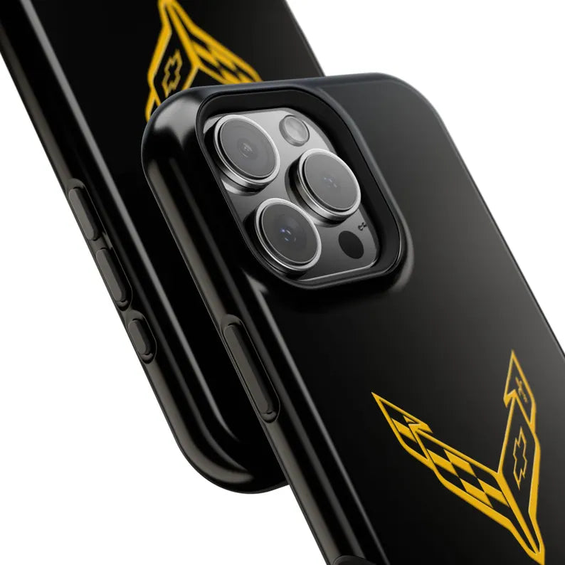 Corvette iPhone Case - Corvette Accessories - Cell Phone Case - Impact Resistant - Rubber Liner - Matte or Glossy - Corvette Logo - C8