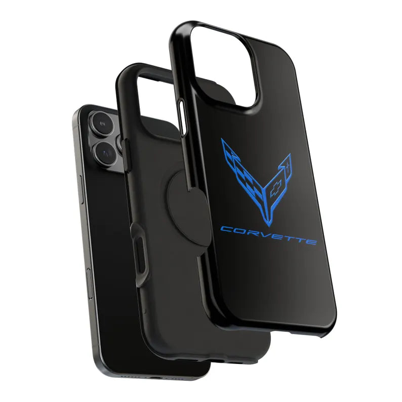 Corvette iPhone Case - Corvette Accessories - Cell Phone Case - Impact Resistant - Rubber Liner - Matte or Glossy - Corvette Logo - C8