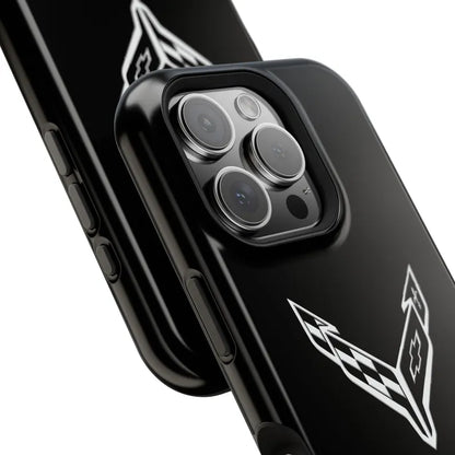 Corvette iPhone Case - Corvette Accessories - Cell Phone Case - Impact Resistant - Rubber Liner - Matte or Glossy - Corvette Logo - C8