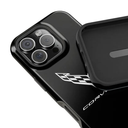 Corvette iPhone Case - Corvette Accessories - Cell Phone Case - Impact Resistant - Rubber Liner - Matte or Glossy - Corvette Logo - C8