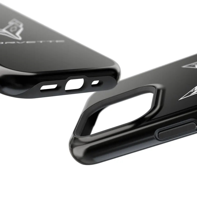 Corvette iPhone Case - Corvette Accessories - Cell Phone Case - Impact Resistant - Rubber Liner - Matte or Glossy - Corvette Logo - C8