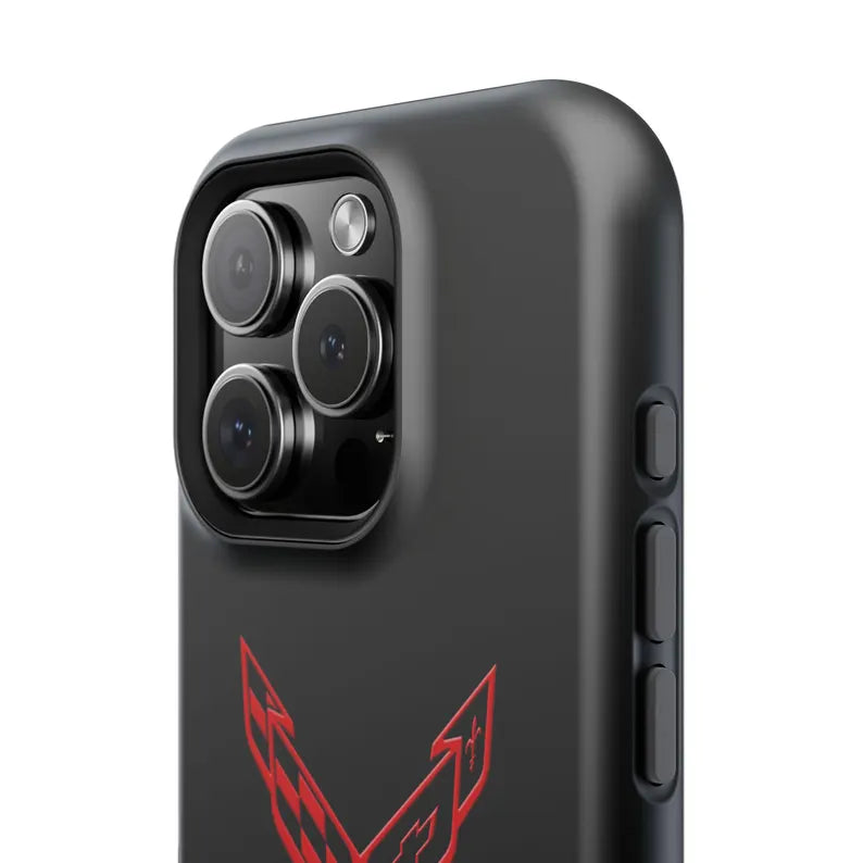 Corvette iPhone Case - Corvette Accessories - Cell Phone Case - Impact Resistant - Rubber Liner - Matte or Glossy - Corvette Logo - C8