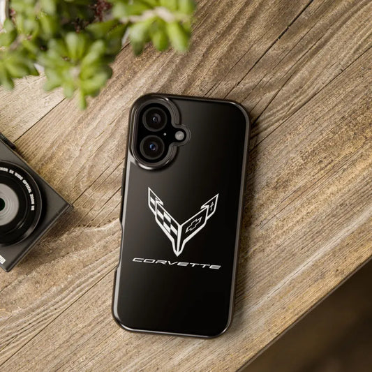Corvette iPhone Case - Corvette Accessories - Cell Phone Case - Impact Resistant - Rubber Liner - Matte or Glossy - Corvette Logo - C8