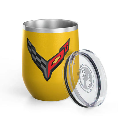 Corvette Wine Tumbler, 12oz, C8 Logo, Beverage Tumbler, Wine Cup, Corvette Logo, Gifts for Car Guys, Gifts for Car Girls