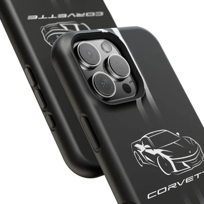 Corvette iPhone Case - Corvette Accessories - Cell Phone Case - Impact Resistant - Rubber Liner - Matte or Glossy - Corvette Logo - C8