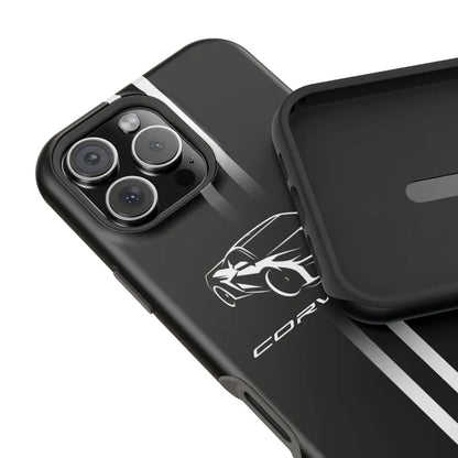 Corvette iPhone Case - Corvette Accessories - Cell Phone Case - Impact Resistant - Rubber Liner - Matte or Glossy - Corvette Logo - C8