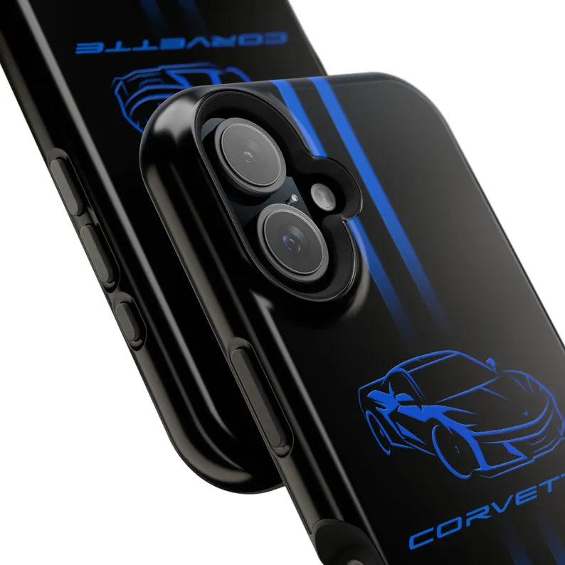 Corvette iPhone Case - Corvette Accessories - Cell Phone Case - Impact Resistant - Rubber Liner - Matte or Glossy - Corvette Logo - C8