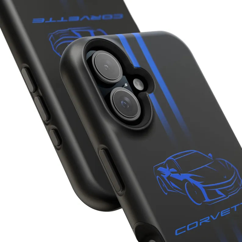 Corvette iPhone Case - Corvette Accessories - Cell Phone Case - Impact Resistant - Rubber Liner - Matte or Glossy - Corvette Logo - C8