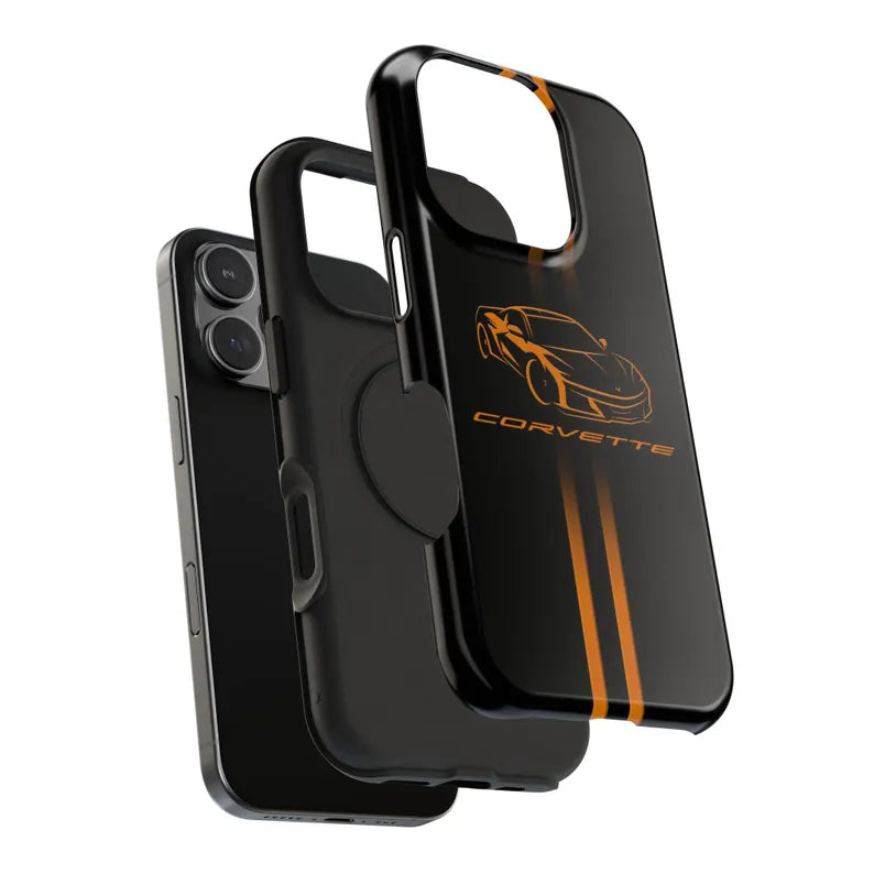 Corvette iPhone Case - Corvette Accessories - Cell Phone Case - Impact Resistant - Rubber Liner - Matte or Glossy - Corvette Logo - C8