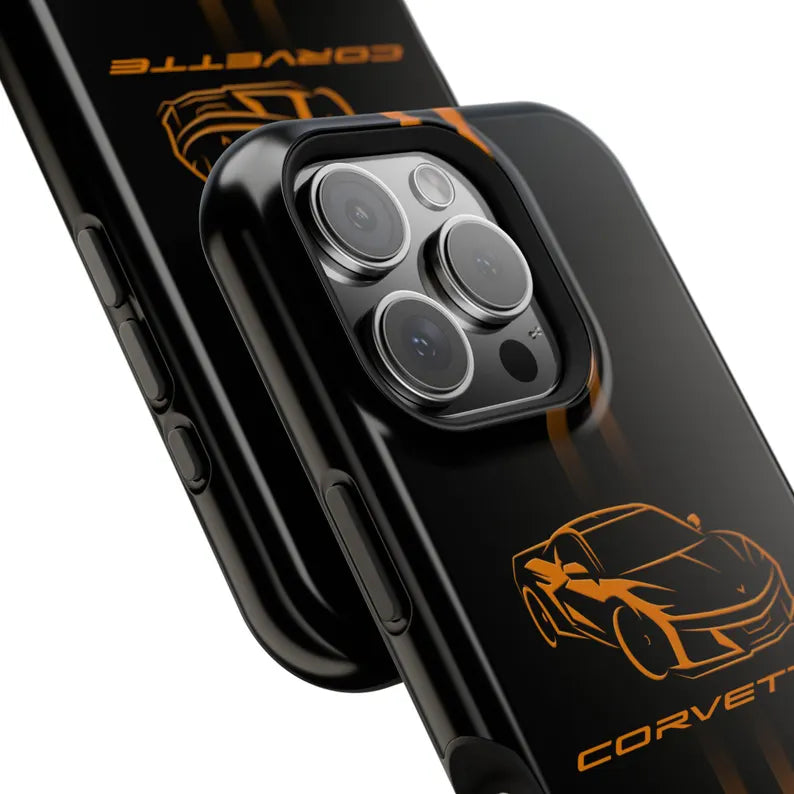 Corvette iPhone Case - Corvette Accessories - Cell Phone Case - Impact Resistant - Rubber Liner - Matte or Glossy - Corvette Logo - C8