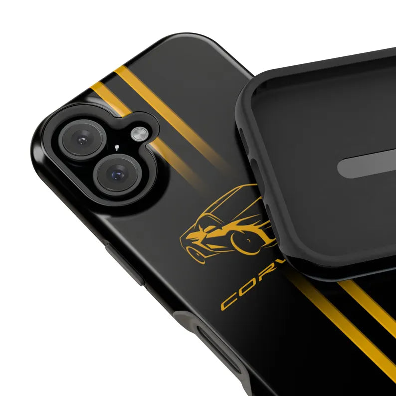 Corvette iPhone Case - Corvette Accessories - Cell Phone Case - Impact Resistant - Rubber Liner - Matte or Glossy - Corvette Logo - C8
