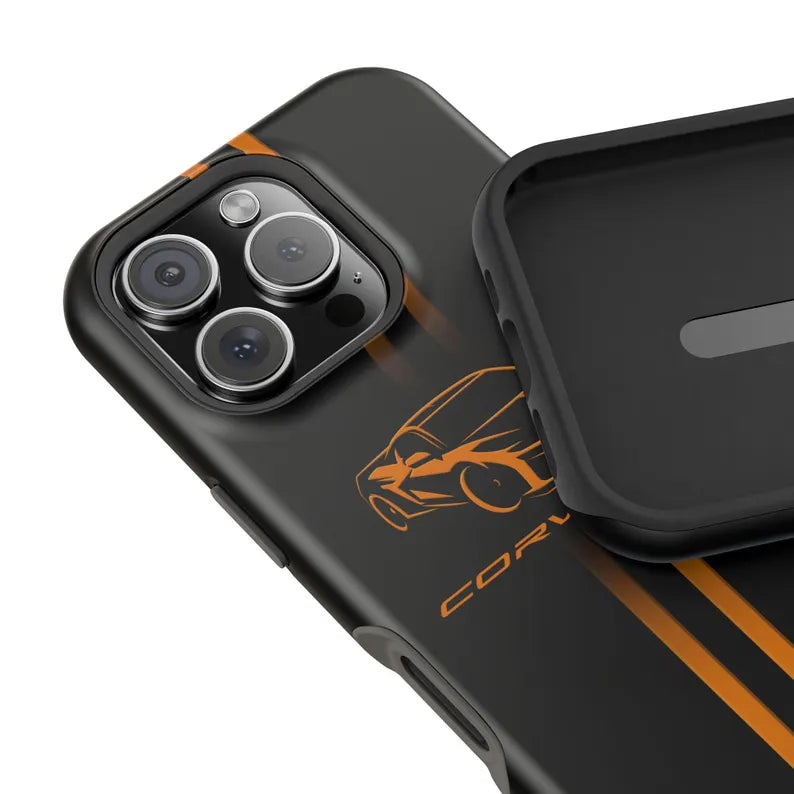 Corvette iPhone Case - Corvette Accessories - Cell Phone Case - Impact Resistant - Rubber Liner - Matte or Glossy - Corvette Logo - C8