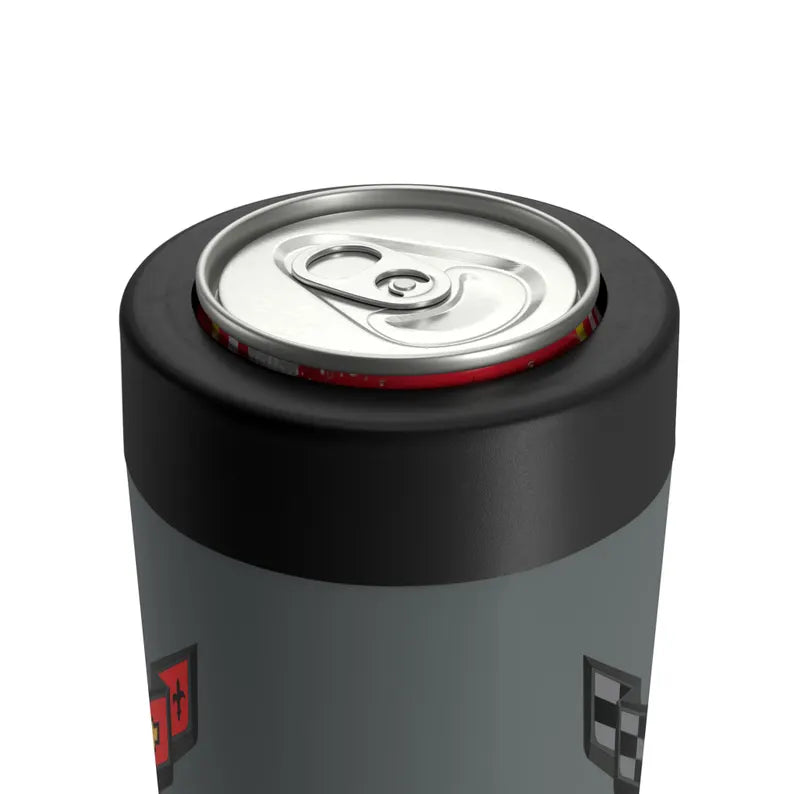 Corvette C8 Gray Can Coozie for Fans, Beer and Soda Holder, Drink Insulator, Gift for Car Enthusiasts, Racing Events, Tailgating, C8 Logo