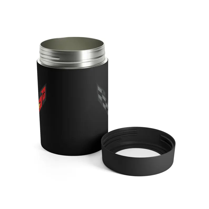 Corvette C8 Black Can Coozie for Fans, Beer and Soda Holder, Drink Insulator, Gift for Car Enthusiasts, Racing Events, Tailgating, C8 Logo