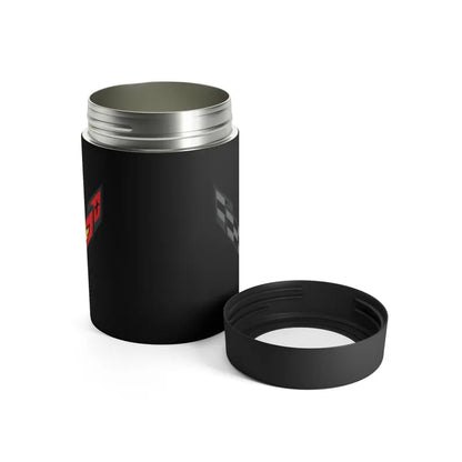 Corvette C8 Black Can Coozie for Fans, Beer and Soda Holder, Drink Insulator, Gift for Car Enthusiasts, Racing Events, Tailgating, C8 Logo