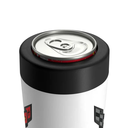 Corvette C8 White Can Coozie for Fans, Beer and Soda Holder, Drink Insulator, Gift for Car Enthusiasts, Racing Events, Tailgating, C8 Logo