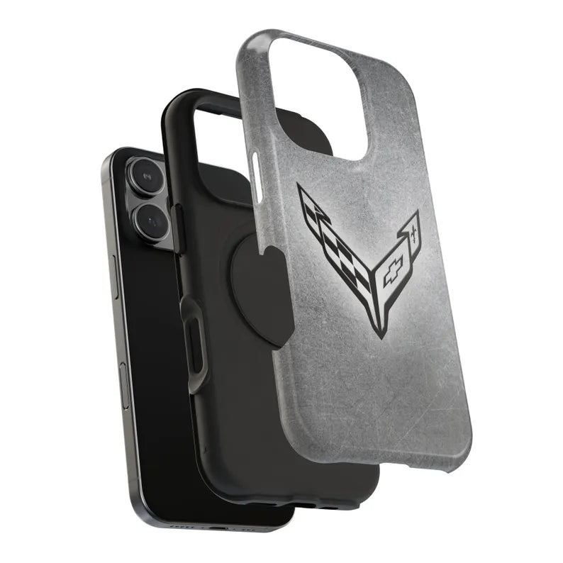 Corvette iPhone Case - Corvette Samsung Phone Case - Cell Phone Case - Impact Resistant - Rubber Liner - Matte or Glossy - C8 Logo