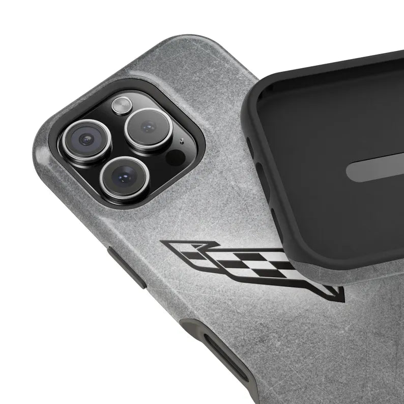 Corvette iPhone Case - Corvette Samsung Phone Case - Cell Phone Case - Impact Resistant - Rubber Liner - Matte or Glossy - C8 Logo