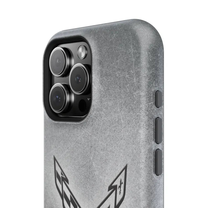 Corvette iPhone Case - Corvette Samsung Phone Case - Cell Phone Case - Impact Resistant - Rubber Liner - Matte or Glossy - C8 Logo