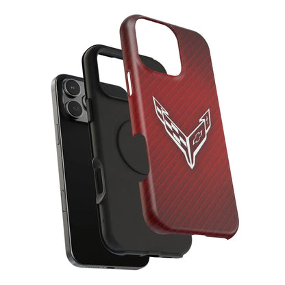Corvette iPhone Case - Corvette Samsung Phone Case - Cell Phone Case - Impact Resistant - Rubber Liner - Matte or Glossy - C8 Logo