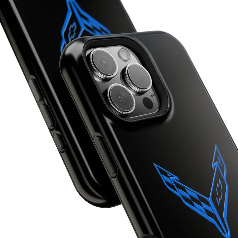 Corvette iPhone Case - Corvette Accessories - Cell Phone Case - Impact Resistant - Rubber Liner - Matte or Glossy - Corvette Logo - C8