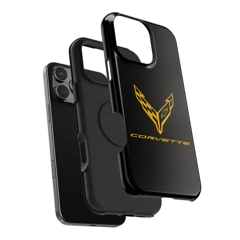Corvette iPhone Case - Corvette Accessories - Cell Phone Case - Impact Resistant - Rubber Liner - Matte or Glossy - Corvette Logo - C8