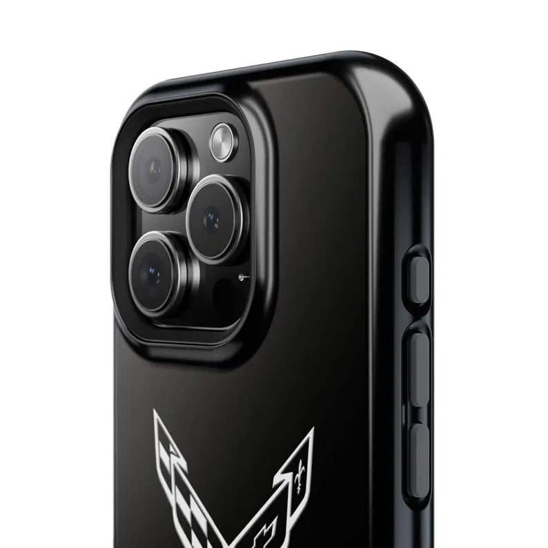 Corvette iPhone Case - Corvette Accessories - Cell Phone Case - Impact Resistant - Rubber Liner - Matte or Glossy - Corvette Logo - C8
