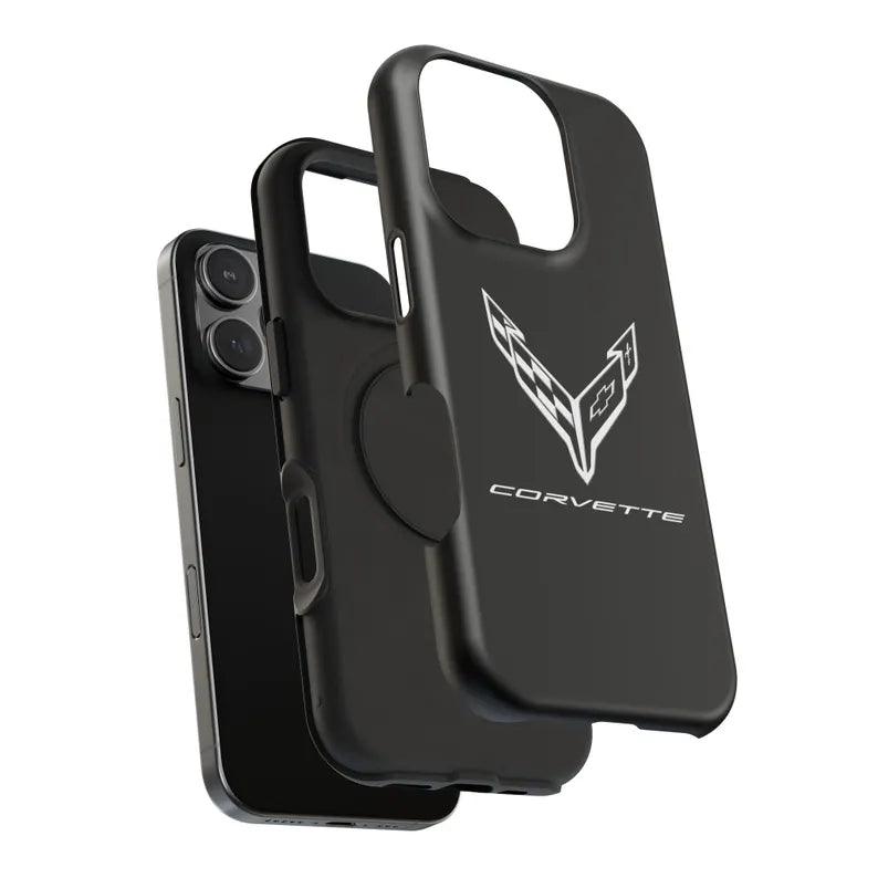 Corvette iPhone Case - Corvette Accessories - Cell Phone Case - Impact Resistant - Rubber Liner - Matte or Glossy - Corvette Logo - C8