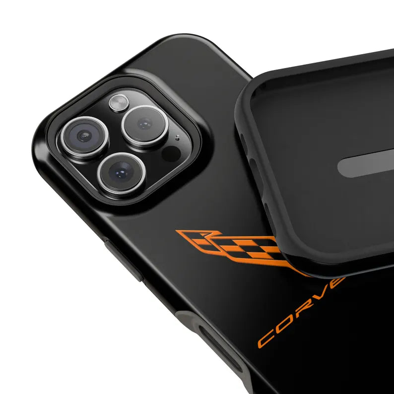 Corvette iPhone Case - Corvette Accessories - Cell Phone Case - Impact Resistant - Rubber Liner - Matte or Glossy - Corvette Logo - C8