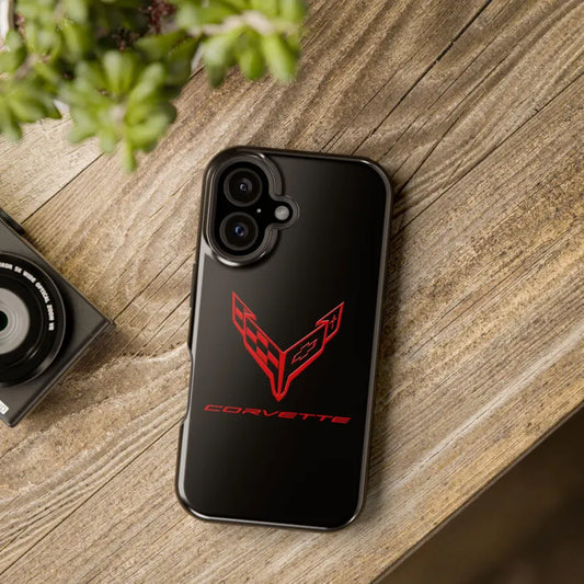 Corvette iPhone Case - Corvette Accessories - Cell Phone Case - Impact Resistant - Rubber Liner - Matte or Glossy - Corvette Logo - C8