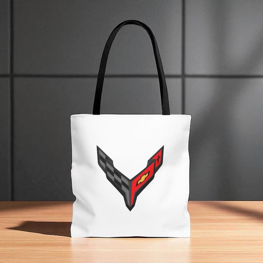 Corvette C8 Tote Bag, Corvette Polyester Bag, Shoulder Bag, Bag with Straps, Gifts for Car Guys, Gifts for Car Girls, Car Meet Carry On