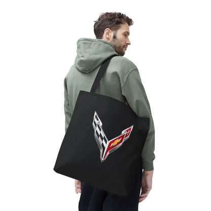 Corvette C8 Tote Bag, Corvette Polyester Bag, Shoulder Bag, Bag with Straps, Gifts for Car Guys, Gifts for Car Girls, Car Meet Carry On