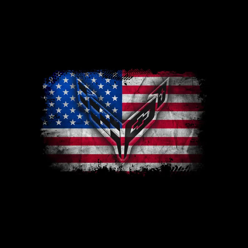 Corvette C8 USA T-Shirt, Bella and Canvas T-Shirt, Corvette American Flag, Graphic Tee, Corvette Logo