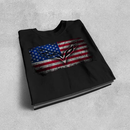 Corvette C7 USA T-Shirt, Bella and Canvas T-Shirt, Corvette American Flag, Graphic Tee, Corvette Logo