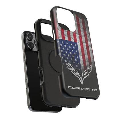 Corvette C7 USA iPhone Case - American Flag - Cell Phone Case - Impact Resistant - Rubber Liner - Matte or Glossy