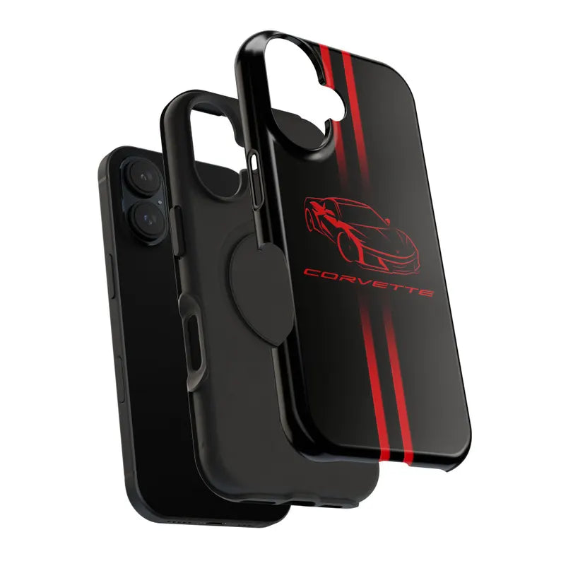 Corvette iPhone Case - Corvette Accessories - Cell Phone Case - Impact Resistant - Rubber Liner - Matte or Glossy - Corvette Logo - C8