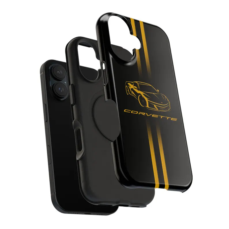 Corvette iPhone Case - Corvette Accessories - Cell Phone Case - Impact Resistant - Rubber Liner - Matte or Glossy - Corvette Logo - C8