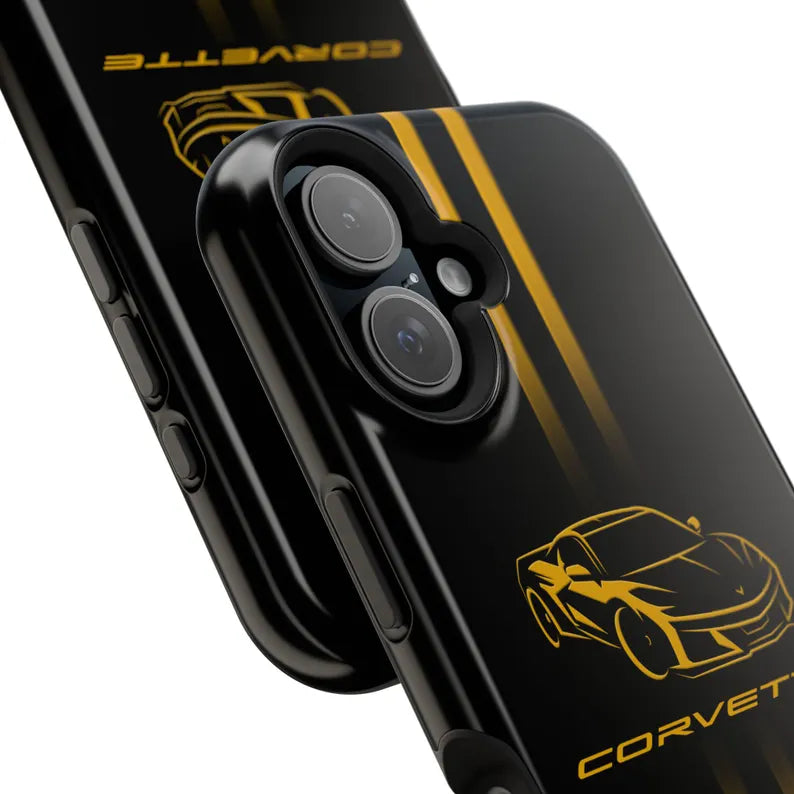 Corvette iPhone Case - Corvette Accessories - Cell Phone Case - Impact Resistant - Rubber Liner - Matte or Glossy - Corvette Logo - C8