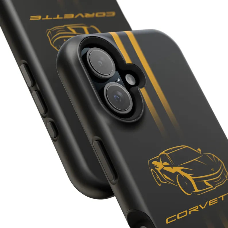 Corvette iPhone Case - Corvette Accessories - Cell Phone Case - Impact Resistant - Rubber Liner - Matte or Glossy - Corvette Logo - C8