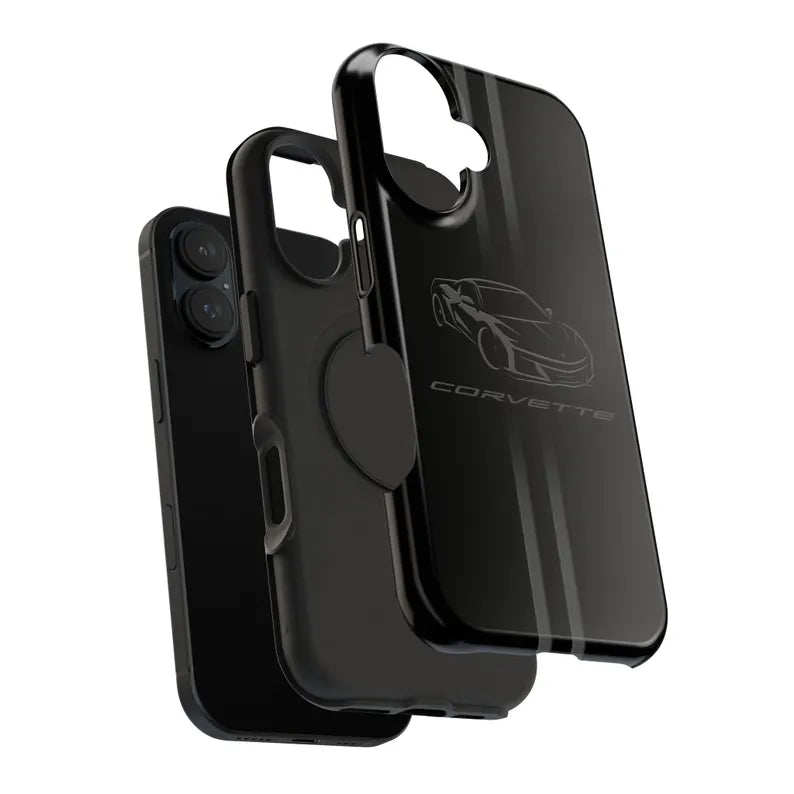 Corvette iPhone Case - Corvette Accessories - Cell Phone Case - Impact Resistant - Rubber Liner - Matte or Glossy - Corvette Logo - C8