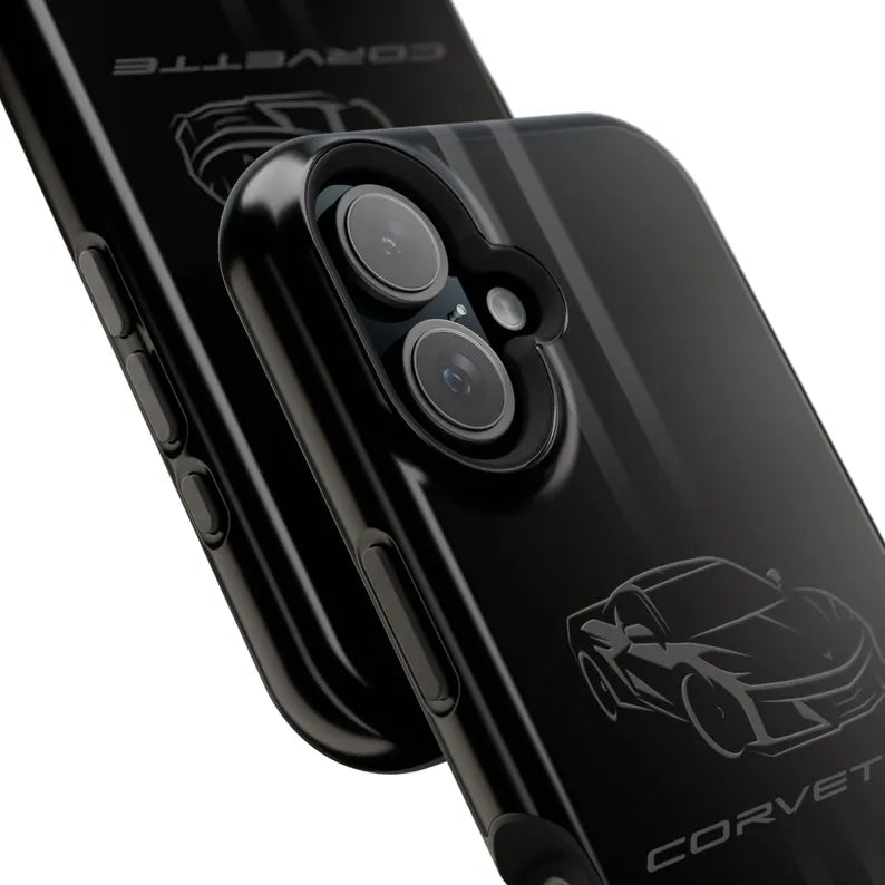 Corvette iPhone Case - Corvette Accessories - Cell Phone Case - Impact Resistant - Rubber Liner - Matte or Glossy - Corvette Logo - C8