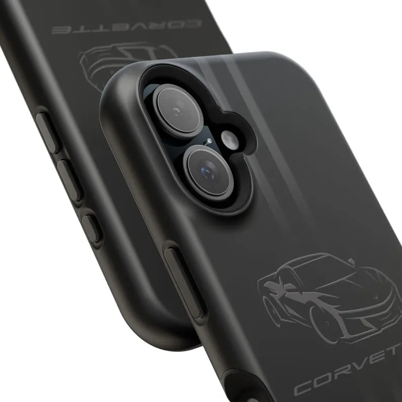 Corvette iPhone Case - Corvette Accessories - Cell Phone Case - Impact Resistant - Rubber Liner - Matte or Glossy - Corvette Logo - C8