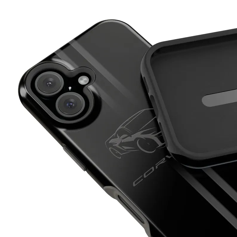 Corvette iPhone Case - Corvette Accessories - Cell Phone Case - Impact Resistant - Rubber Liner - Matte or Glossy - Corvette Logo - C8