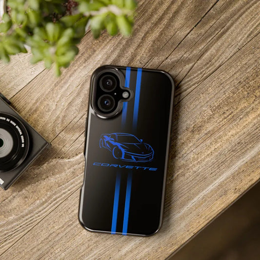 Corvette iPhone Case - Corvette Accessories - Cell Phone Case - Impact Resistant - Rubber Liner - Matte or Glossy - Corvette Logo - C8
