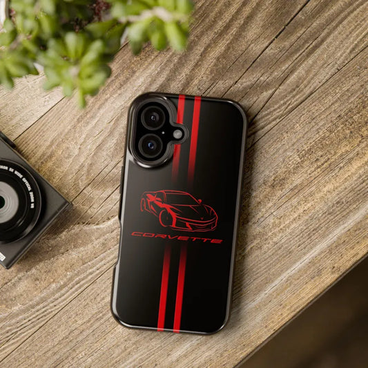 Corvette iPhone Case - Corvette Accessories - Cell Phone Case - Impact Resistant - Rubber Liner - Matte or Glossy - Corvette Logo - C8