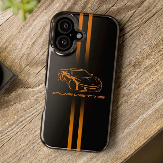 Corvette iPhone Case - Corvette Accessories - Cell Phone Case - Impact Resistant - Rubber Liner - Matte or Glossy - Corvette Logo - C8