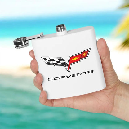 Corvette Flask, C6 Corvette Gifts, Car Enthusiast Hip Flask, 6oz Stainless Steel, Corvette Accessories, Pocket Flask, Gift for Car Guys