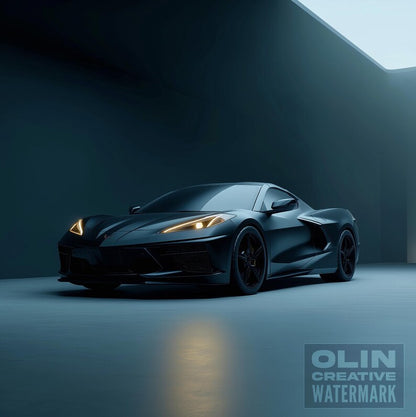 Corvette Printable Wall Art, Gifts for Car Guys, Gifts for Car Girls, Instant Download, Digital Download, Black Corvette C8